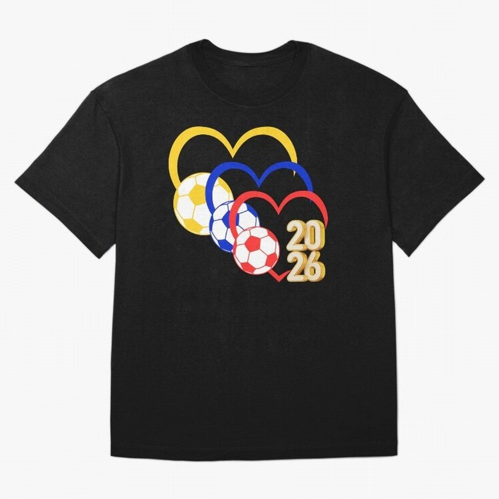 Football 2026 Hearts Colombia Sports Design Oversized T-Shirt Support the Legends of FIFA World Cup 2026 USA Canada Mexico Built around Messi and Cristiano Ronaldo, France Energy, Soccer Culture, Superstar Moments, National Team Dreams and