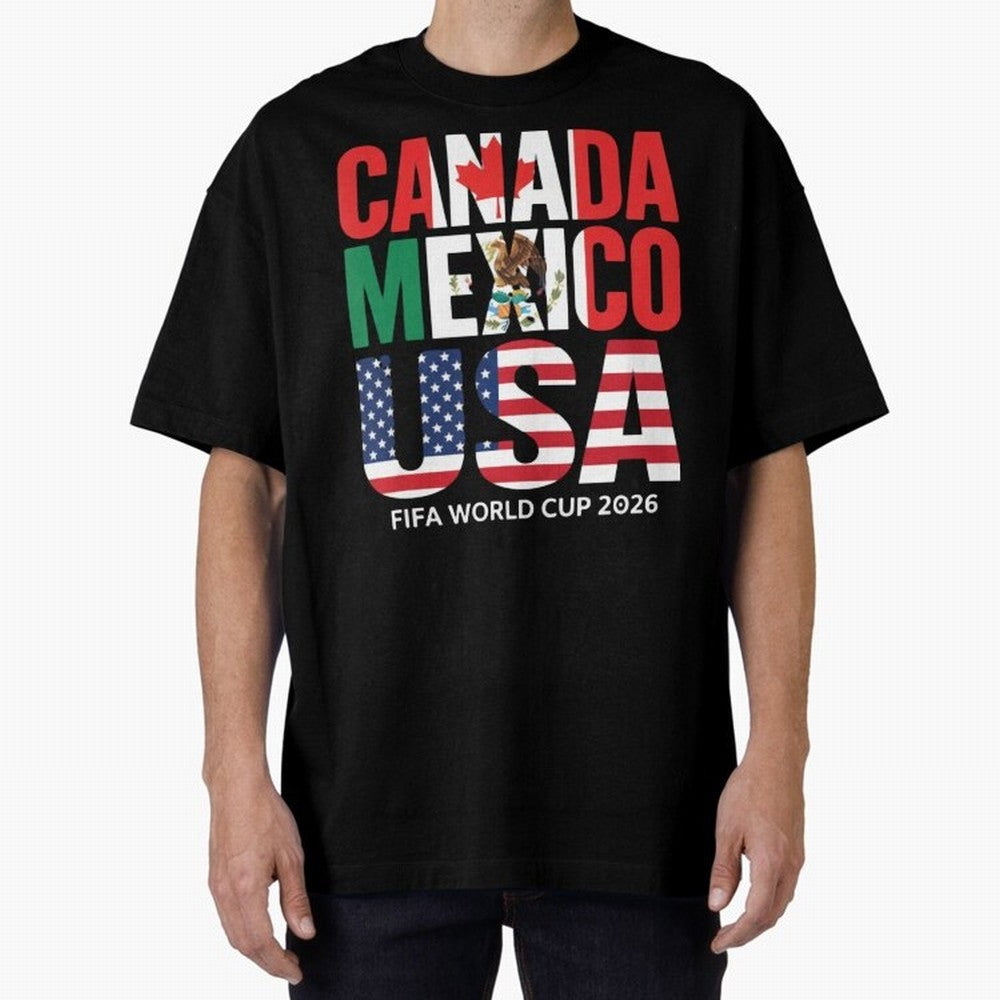 Canada Mexico USA 2026 World Cup Host Nations Oversized T-Shirt Show Your Tournament Heart for FIFA World Cup 2026 Centered on Cristiano Ronaldo, Haaland and CR7, England Energy, Supporter Pride, Iconic Celebrations, Legendary Names and Global
