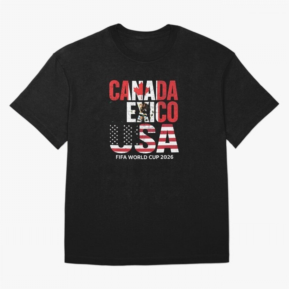 United 2026 World Cup - Canada, Mexico, USA Flags T-Shirt_83138002 Oversized T-Shirt Follow the FIFA World Cup 2026 Group Stage Journey through Neymar, Haaland and Cristiano Ronaldo Highlights, Portugal Pride, Football History, Final Match Energy,