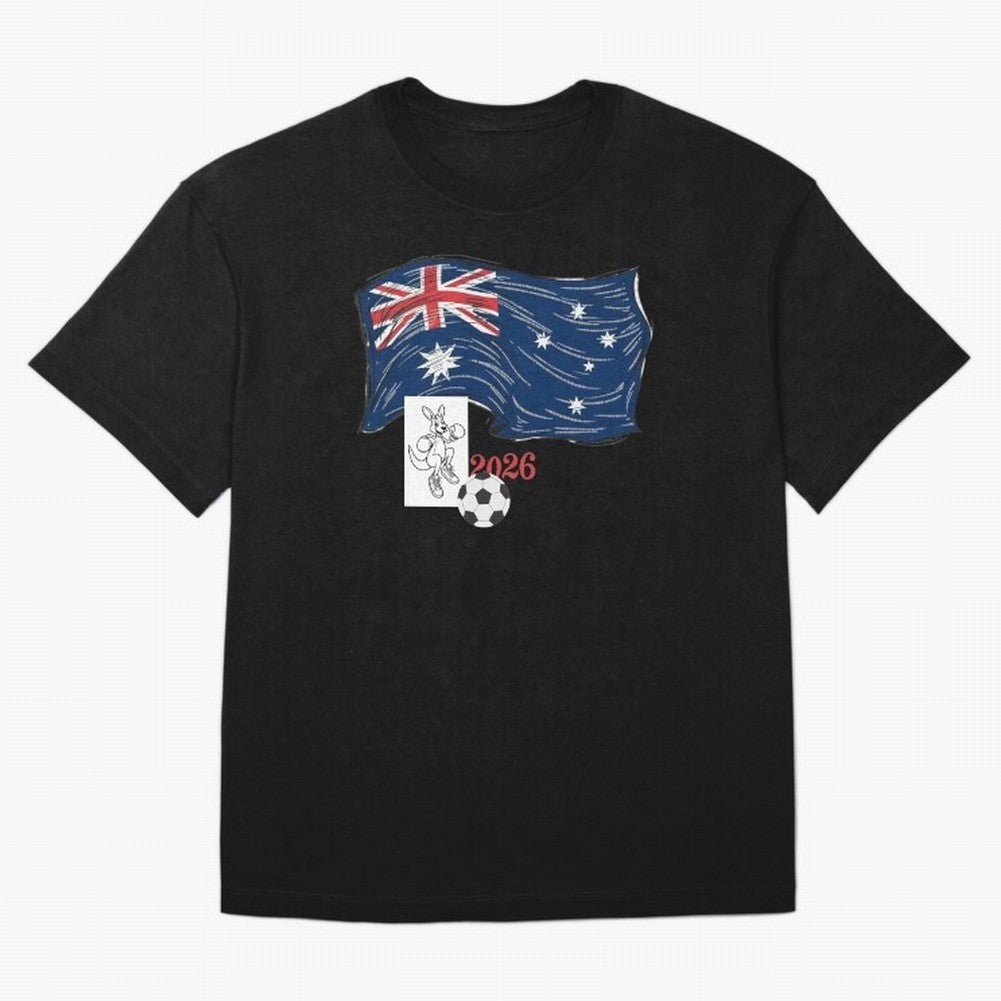 Australia 2026 Soccer Pride - Boxing Kangaroo & Dynamic Waving Flag. Oversized T-Shirt Celebrate Every Goal in FIFA World Cup 2026 USA Canada Mexico Spirit, Driven by Netherlands, Cristiano Ronaldo, Haaland and CR7, Global Supporter Spirit,