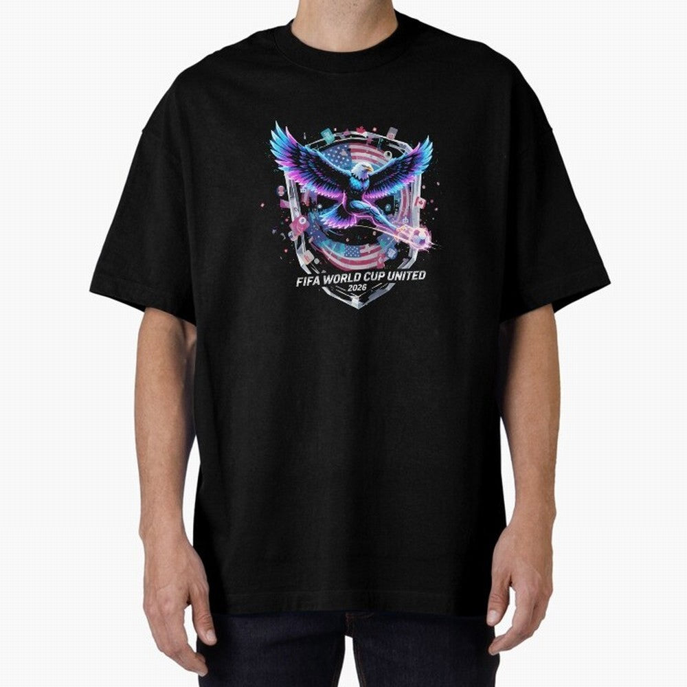 FIFA World Cup 2026 United Eagle Soccer Art T-Shirt_86867742 Oversized T-Shirt Turn Up for FIFA World Cup 2026 USA Canada Mexico with Messi, Neymar and Mbappe, Argentina and Brazil Energy, Classic Soccer Heritage, Championship Pressure, Fan Loyalty