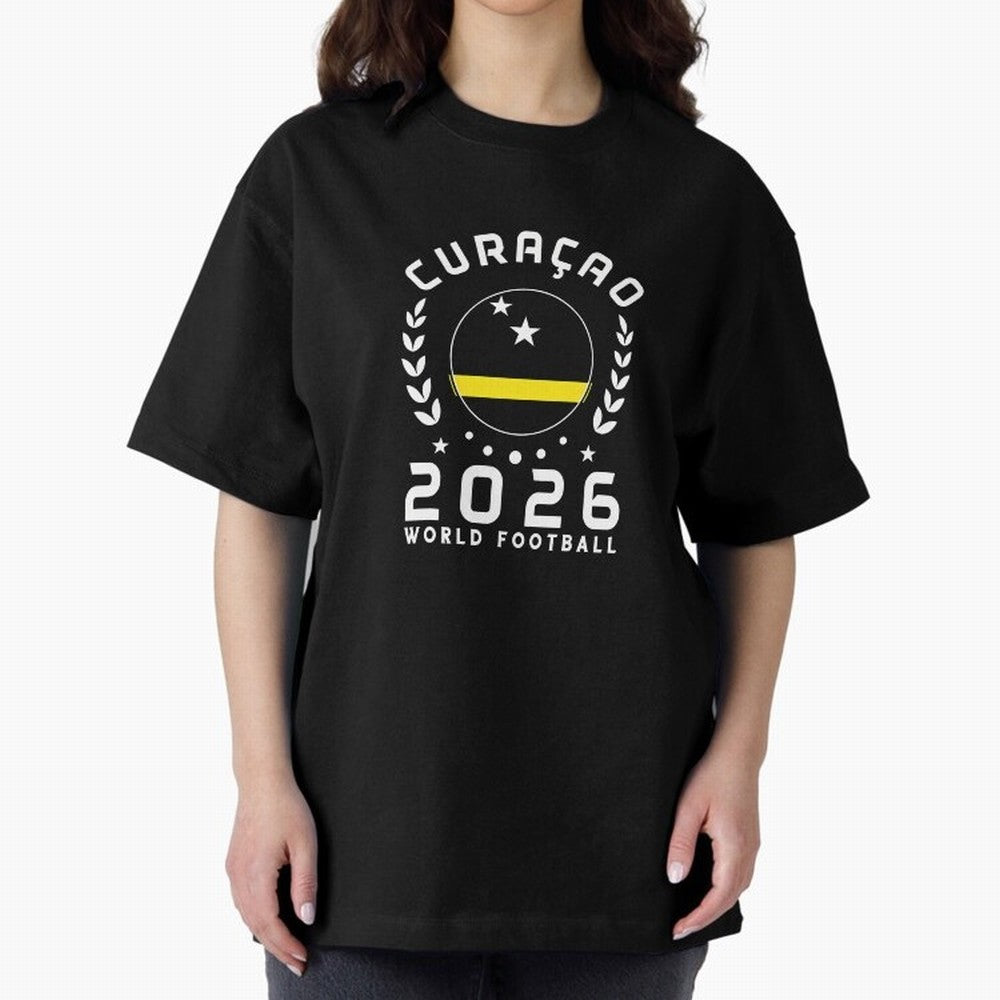 World Cup 2026 Curacao Football Fan Curacaoan Supporter T-Shirt_85310550 Oversized T-Shirt Capture FIFA World Cup 2026 Spirit, Made for France and Portugal, Messi and Cristiano Ronaldo, Match Day Excitement, Supporter Culture, Golden Goals and