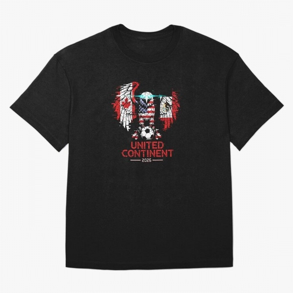 Glitched North America Eagle World Cup Soccer 2026 T-Shirt_83958408 Oversized T-Shirt Show Support during FIFA World Cup 2026 for Fans of Cristiano Ronaldo and England, France and Netherlands, Bringing Football Passion, Legendary Performances,