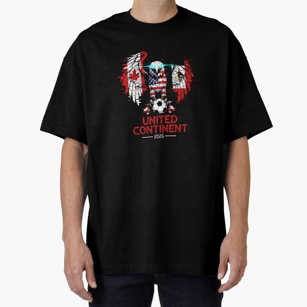 Glitched North America Eagle World Cup Soccer 2026 T-Shirt_83958408 Oversized T-Shirt Show Support during FIFA World Cup 2026 for Fans of Cristiano Ronaldo and England, France and Netherlands, Bringing Football Passion, Legendary Performances,