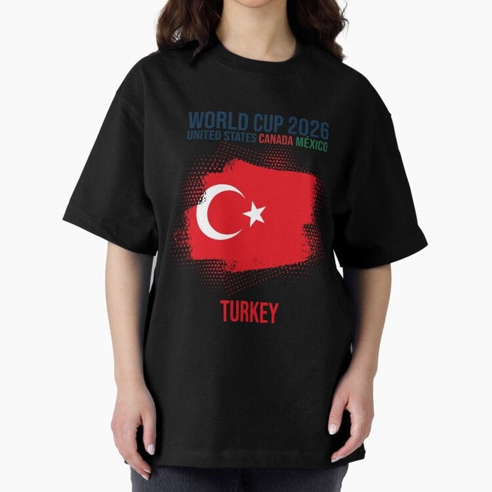 TURKEY WORLD CUP 2026 Oversized T-Shirt Join the Global Buzz around Match Day Hype around FIFA World Cup 2026, Mbappe, England, France and Netherlands, Retro Football Energy, Iconic Rivalries, Trophy Chase Drama and Stadium Atmosphere; Ideal for