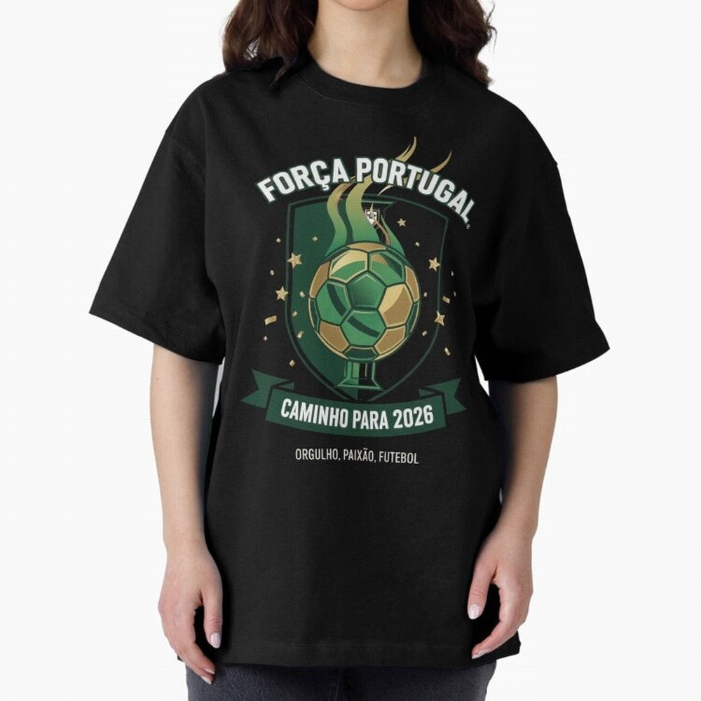 Portugal World Cup 2026 Fan Art Oversized T-Shirt Bring the FIFA World Cup 2026 Group Stage Journey through Mbappe Highlights, Spain Pride, Football Festival Excitement, Trophy Ambitions, Country Rivalries and Star Player Buzz; Created for Match