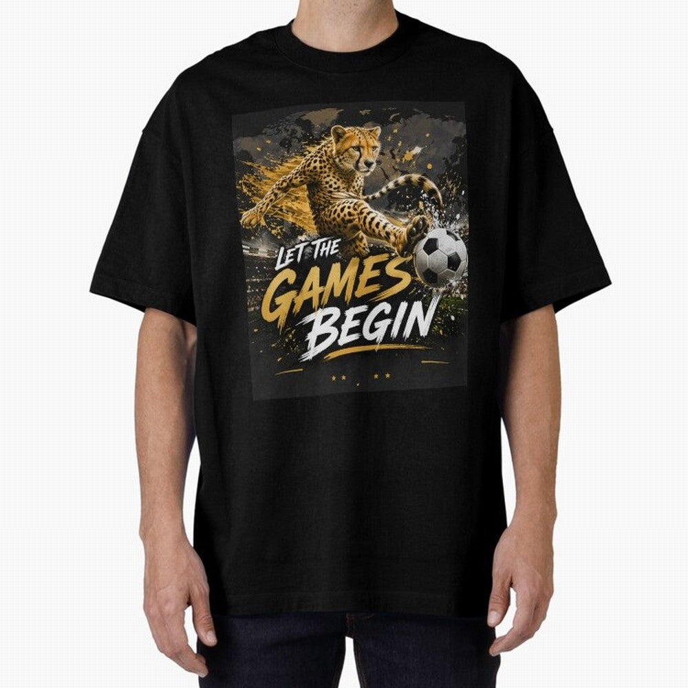 Let The Games Begin-World Cup Soccer @026 Oversized T-Shirt Represent Global Football Passion for FIFA World Cup 2026, Capturing Messi and Cristiano Ronaldo, Netherlands, Worldwide Fan Energy, Dramatic Goals, Stadium Lights and Championship