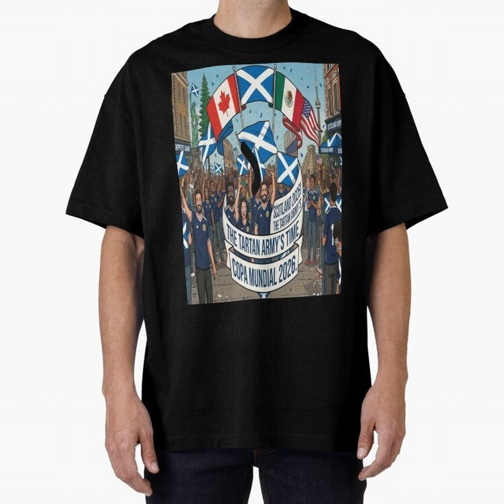 Scotland World Cup 2026 Oversized T-Shirt Turn Football Passion into Global Football Passion for FIFA World Cup 2026, Capturing Messi, CR7 and Mbappe, France and Portugal, Retro Football Energy, Iconic Rivalries, Trophy Chase Drama and Stadium
