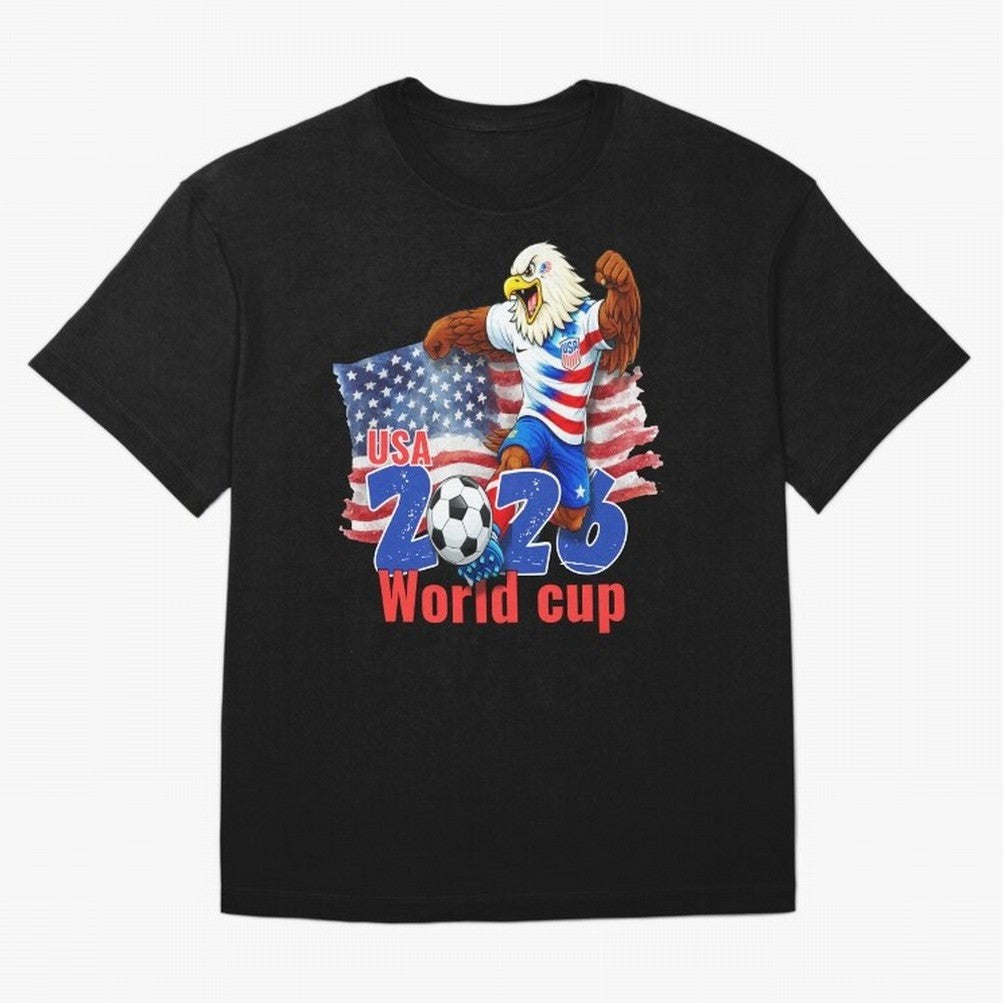 USA 2026 WORLD CUP Oversized T-Shirt Enjoy the Biggest Football Party of Global Football Passion for FIFA World Cup 2026 USA Canada Mexico, Filled with Messi, Neymar and Mbappe, Germany, Vintage Soccer Flavor, Modern Football Stars, National Flags