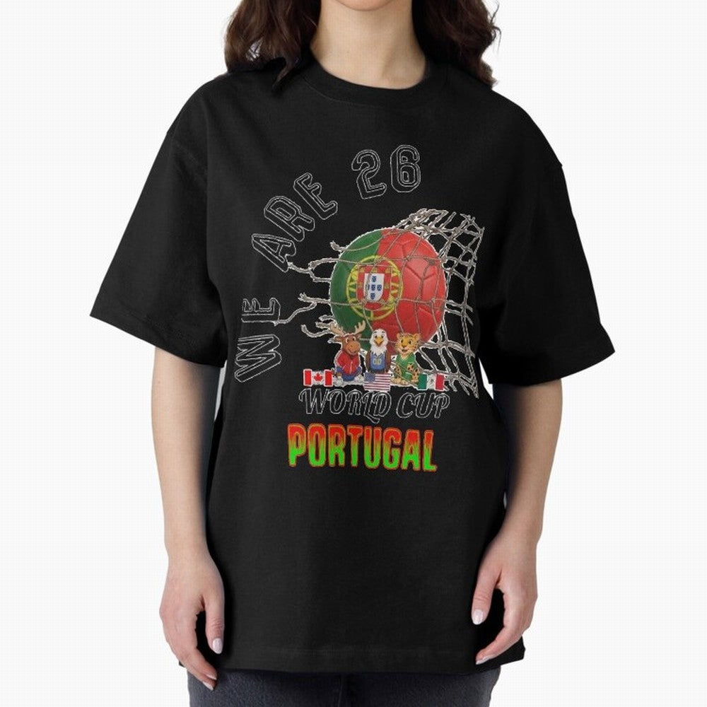 World cup 26 - Portugal Oversized T-Shirt Join the Countdown to FIFA World Cup 2026 Driven by Cristiano Ronaldo, Spain and Netherlands Energy, Champion Mindset, Group Stage Buzz, Knockout Tension and Passionate Fan Culture; Perfect for Fans,