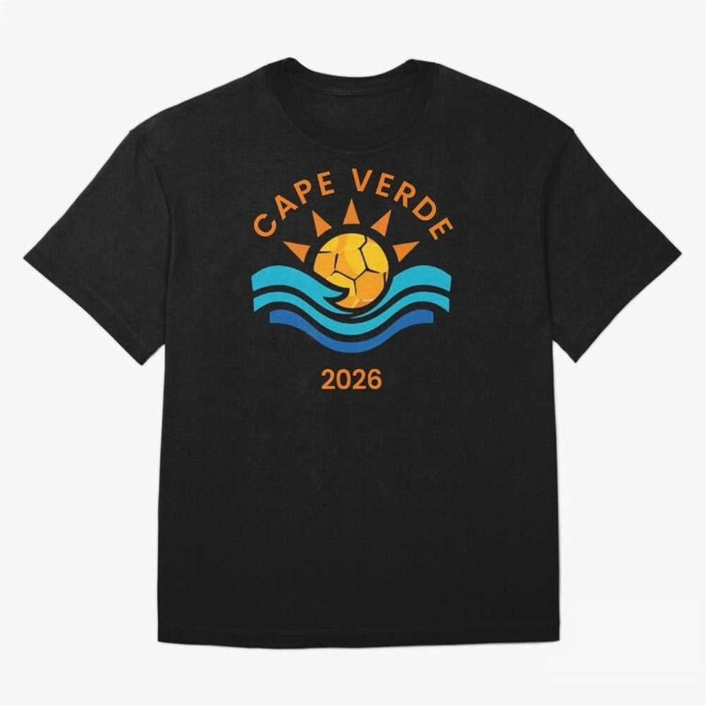 Cape Verde 2026 Oversized T-Shirt Show Support during Global Football Passion for FIFA World Cup 2026 Group Stage, Highlighting Messi and Cristiano Ronaldo, Brazil, Retro Football Energy, Iconic Rivalries, Trophy Chase Drama and Stadium Atmosphere;