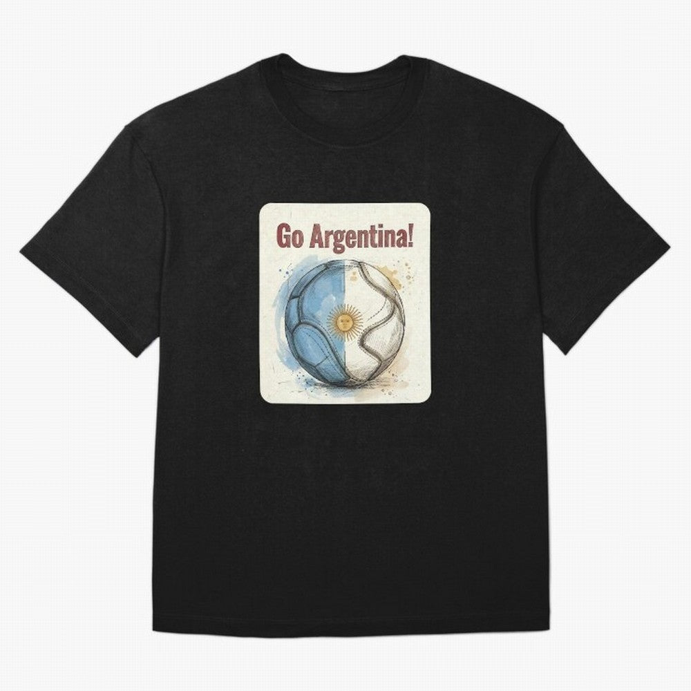 Go Argentina Soccer Ball Flag | Argentinian Football Fan Graphic Tee Oversized T-Shirt Show Support during Match Day Hype around FIFA World Cup 2026 USA Canada Mexico, Haaland, Argentina and Brazil, Worldwide Fan Energy, Dramatic Goals, Stadium