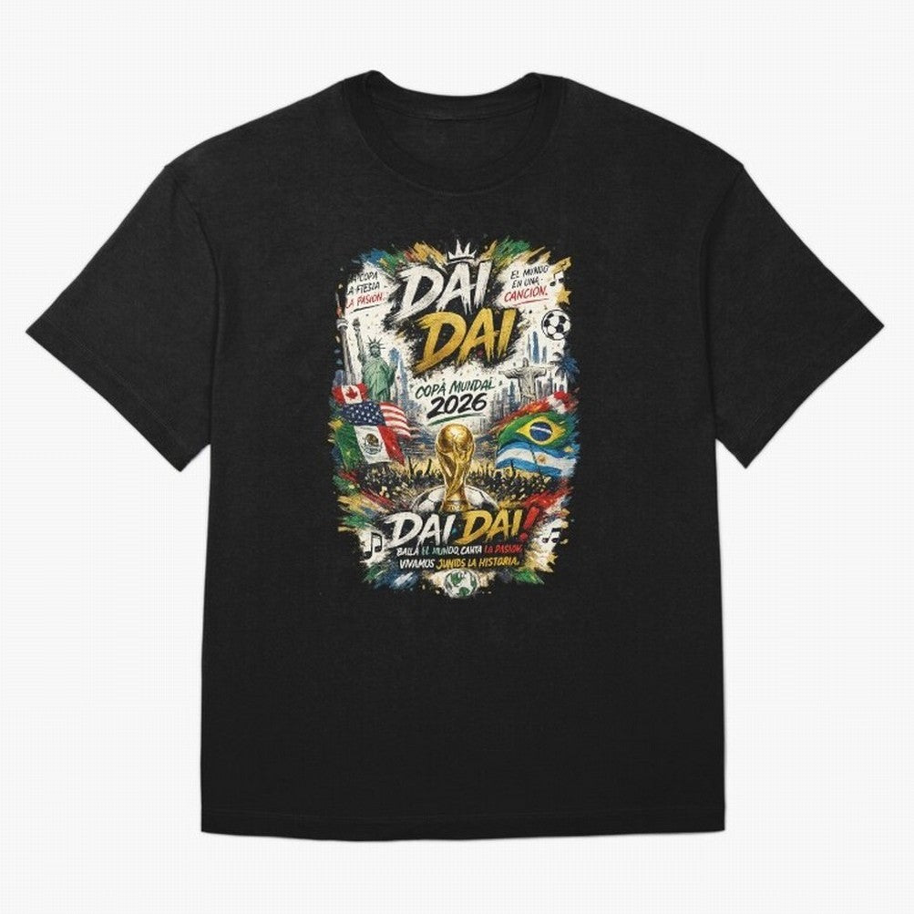 DAI DAI DESIGN FIFA 2026 Oversized T-Shirt Show Fan Pride Across FIFA World Cup 2026 Group Stage Spirit, Made for Argentina and Brazil, Messi, CR7 and Mbappe, Sports Nostalgia, International Competition, Famous Players and Unforgettable Victories;