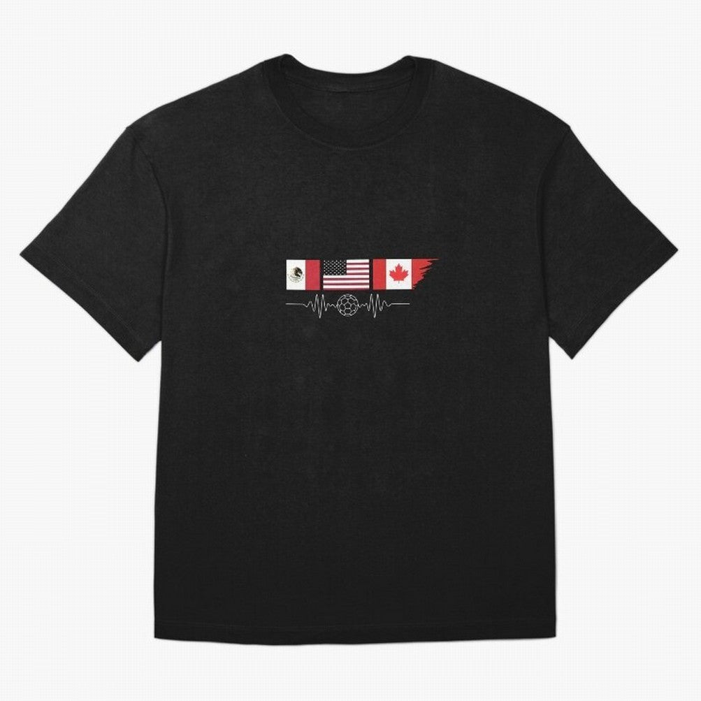 North America Soccer Heartbeat Flags 2026 Cup T-Shirt_82794888 Oversized T-Shirt Celebrate Fan Culture around Match Day Hype around FIFA World Cup 2026, CR7 and Messi, Argentina and Brazil, Stadium Memories, Football Loyalty, International Chants