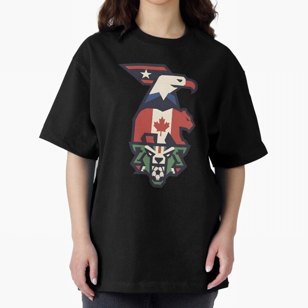 USA Canada Mexico World Cup 2026 Host Nations Oversized T-Shirt Remember the FIFA World Cup 2026 Group Stage Journey through Messi, CR7 and Mbappe Highlights, Argentina and Brazil Pride, Goal Celebration Energy, Supporter Heritage, Football Icons