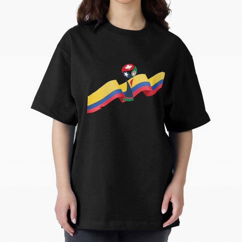 World Cup 2026 Team Colombia Oversized T-Shirt Celebrate the Road through FIFA World Cup 2026 Filled with Messi, France and Portugal Energy, Football Festival Excitement, Trophy Ambitions, Country Rivalries and Star Player Buzz; Ideal for Football