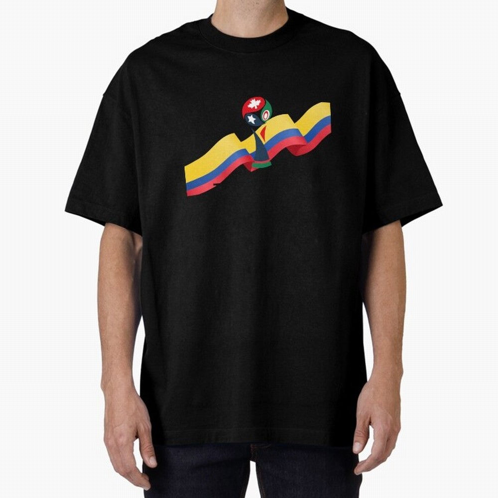 World Cup 2026 Team Colombia Oversized T-Shirt Celebrate the Road through FIFA World Cup 2026 Filled with Messi, France and Portugal Energy, Football Festival Excitement, Trophy Ambitions, Country Rivalries and Star Player Buzz; Ideal for Football