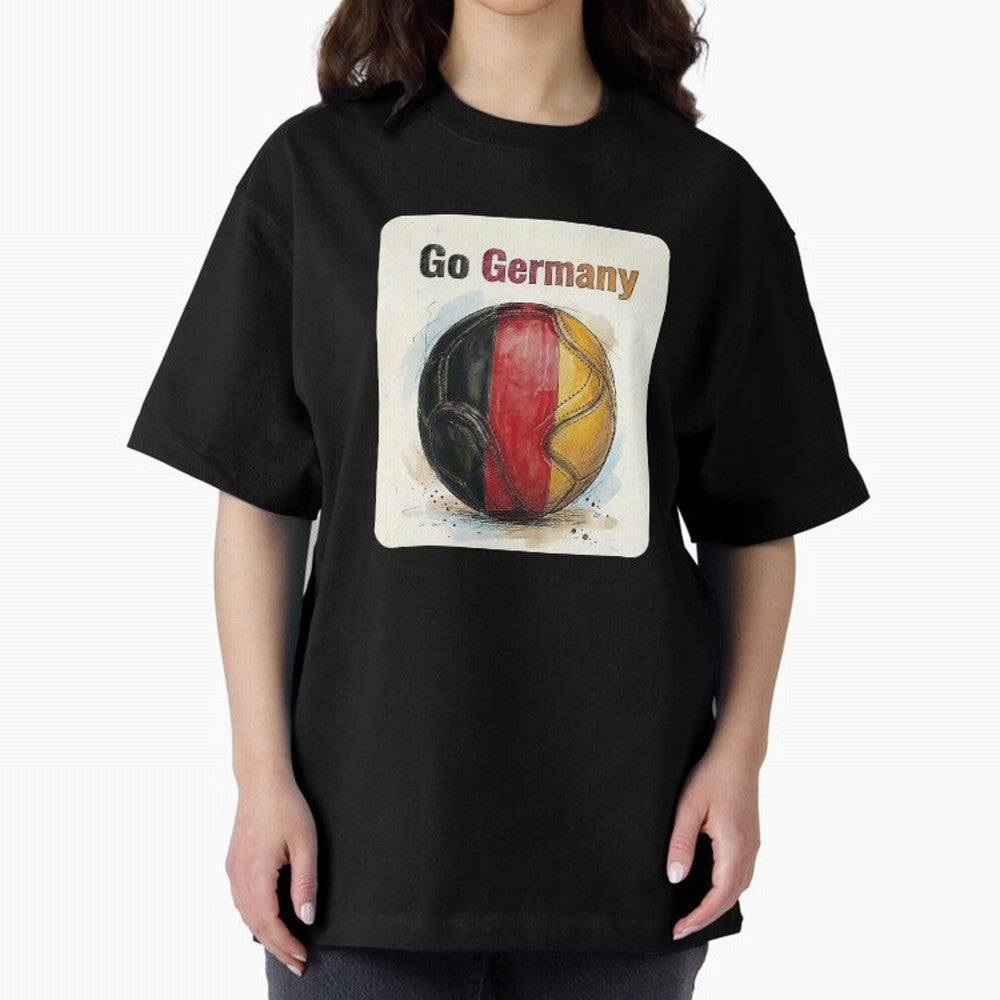 Go Germany Soccer Ball Flag | German Football Fan Graphic Tee Oversized T-Shirt Support the Legends of FIFA World Cup 2026 USA Canada Mexico Spirit, Inspired by Germany, Mbappe, Soccer Culture, Superstar Moments, National Team Dreams and