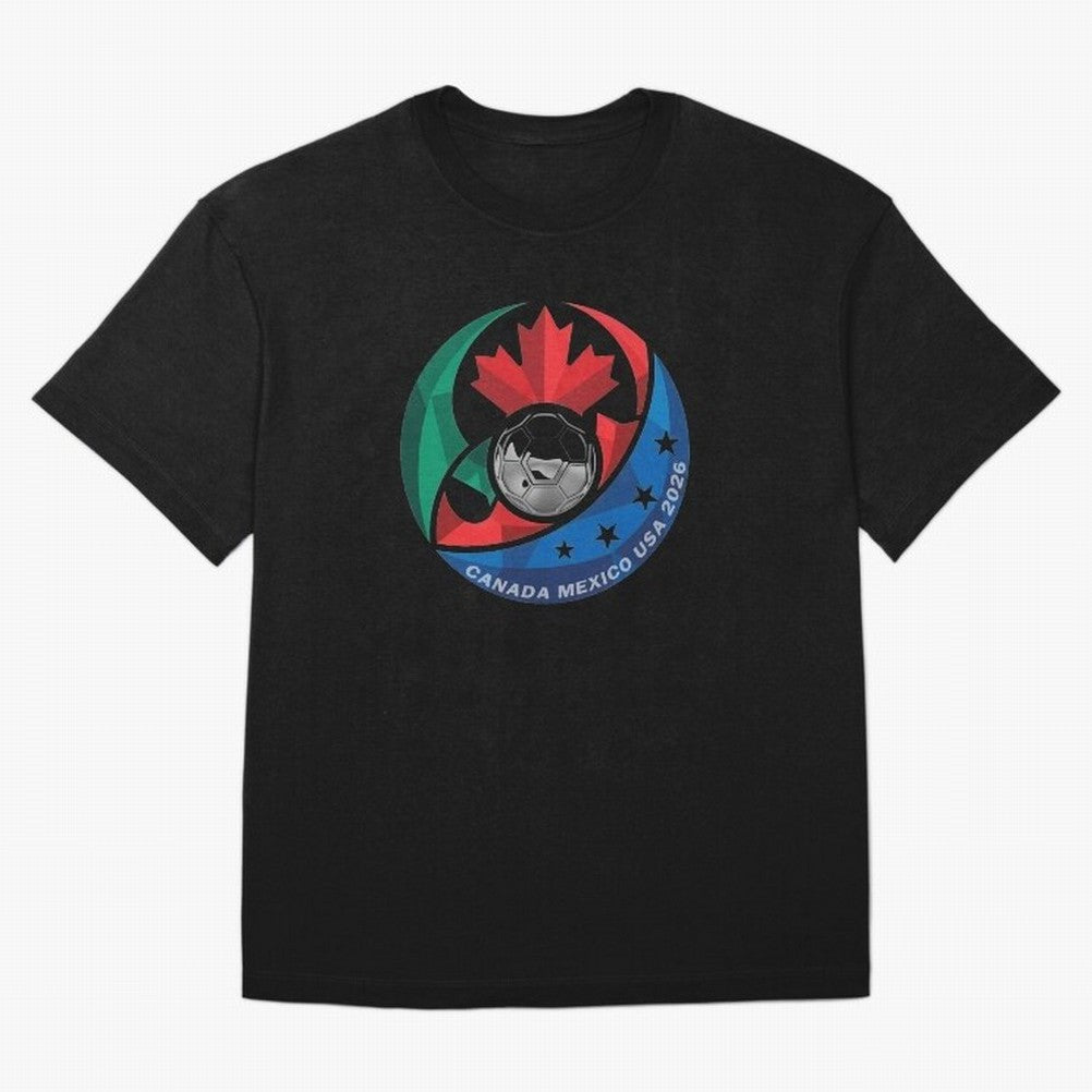 Canada Mexico USA 2026 Round Soccer Emblem Cup T-Shirt_83488590 Oversized T-Shirt Make Your Look Match the FIFA World Cup 2026 USA Canada Mexico Journey through CR7 Highlights, England and Germany Pride, Sports Nostalgia, International Competition,
