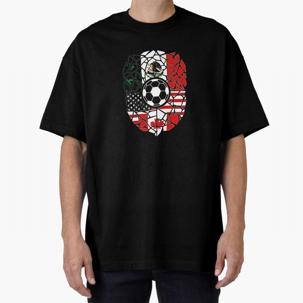 Mosaic Soccer Crest USA Canada Mexico Unity 2026 T-Shirt_82794688 Oversized T-Shirt Bring Match Day Fire to Match Day Hype around FIFA World Cup 2026, Cristiano Ronaldo, Argentina, France and Brazil, Champion Mindset, Group Stage Buzz, Knockout