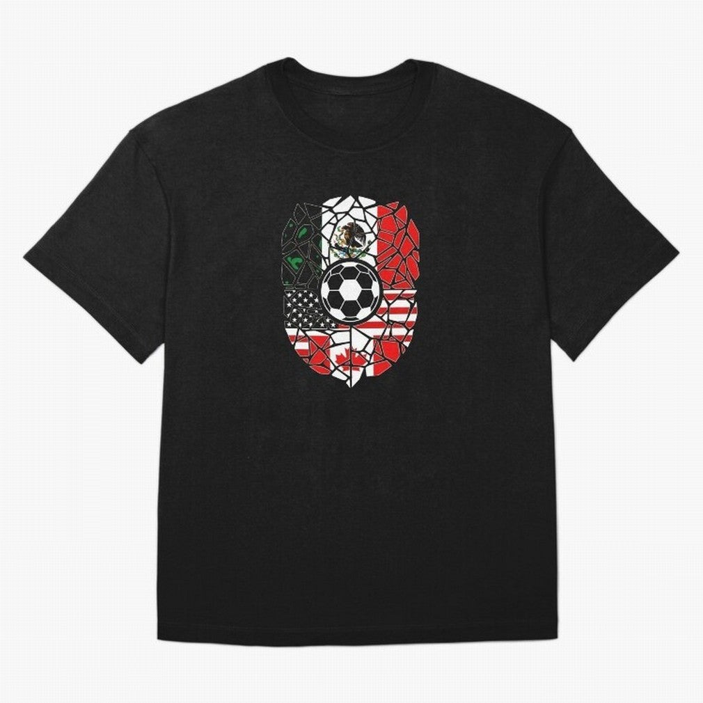 Mosaic Soccer Crest USA Canada Mexico Unity 2026 T-Shirt_82794688 Oversized T-Shirt Remember Iconic Moments from the FIFA World Cup 2026 Group Stage Journey through Cristiano Ronaldo, Haaland and CR7 Highlights, Brazil Pride, Classic Soccer