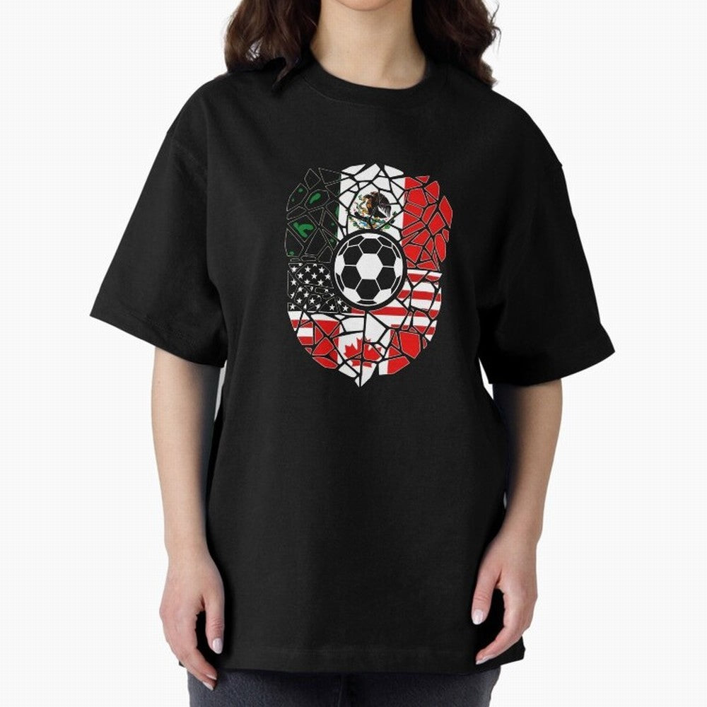 Mosaic Soccer Crest USA Canada Mexico Unity 2026 T-Shirt_82794688 Oversized T-Shirt Remember Iconic Moments from the FIFA World Cup 2026 Group Stage Journey through Cristiano Ronaldo, Haaland and CR7 Highlights, Brazil Pride, Classic Soccer