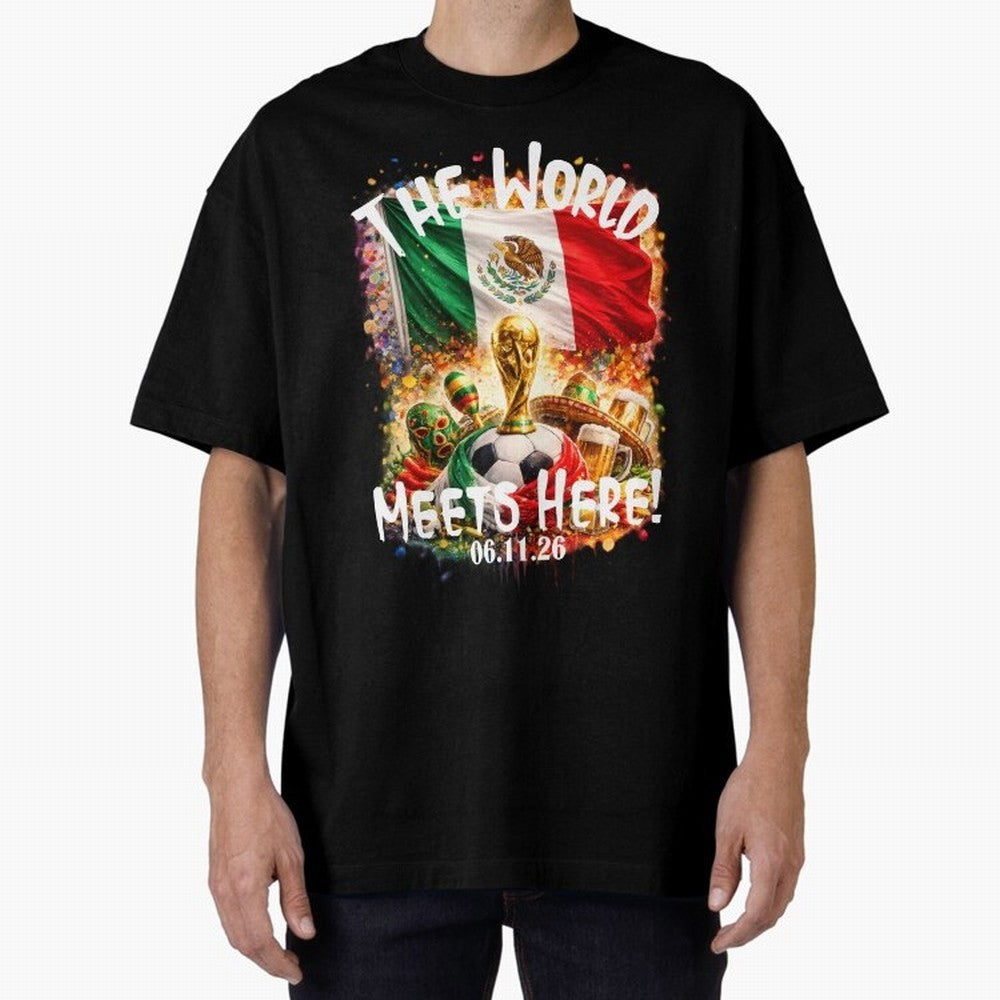 2026 World Cup Oversized T-Shirt Show Passion for the Stars of FIFA World Cup 2026 USA Canada Mexico Filled with CR7 and Messi, England Energy, Retro Football Energy, Iconic Rivalries, Trophy Chase Drama and Stadium Atmosphere; Ideal for Passionate