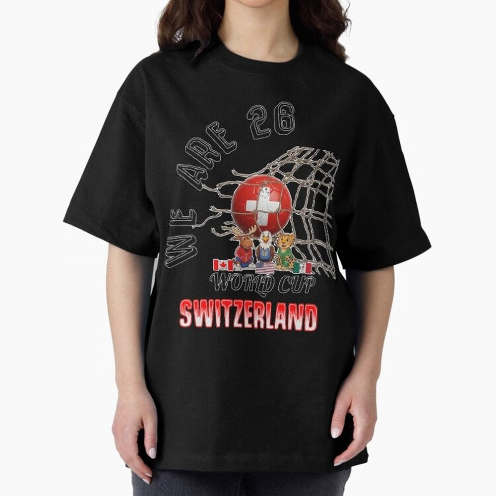 World cup 26 - Switzerland Oversized T-Shirt Make Game Day About the FIFA World Cup 2026 Journey through CR7 Highlights, Brazil, Portugal and Argentina Pride, Retro Football Energy, Iconic Rivalries, Trophy Chase Drama and Stadium Atmosphere;