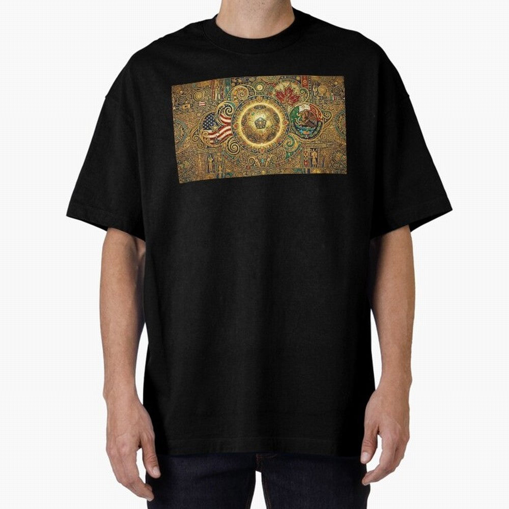 Ornate Soccer Emblem with Flags Oversized T-Shirt Bring Legendary Rivalry Energy to FIFA World Cup 2026 Built around CR7, England, France and Netherlands Energy, Stadium Memories, Football Loyalty, International Chants and Championship Tradition;