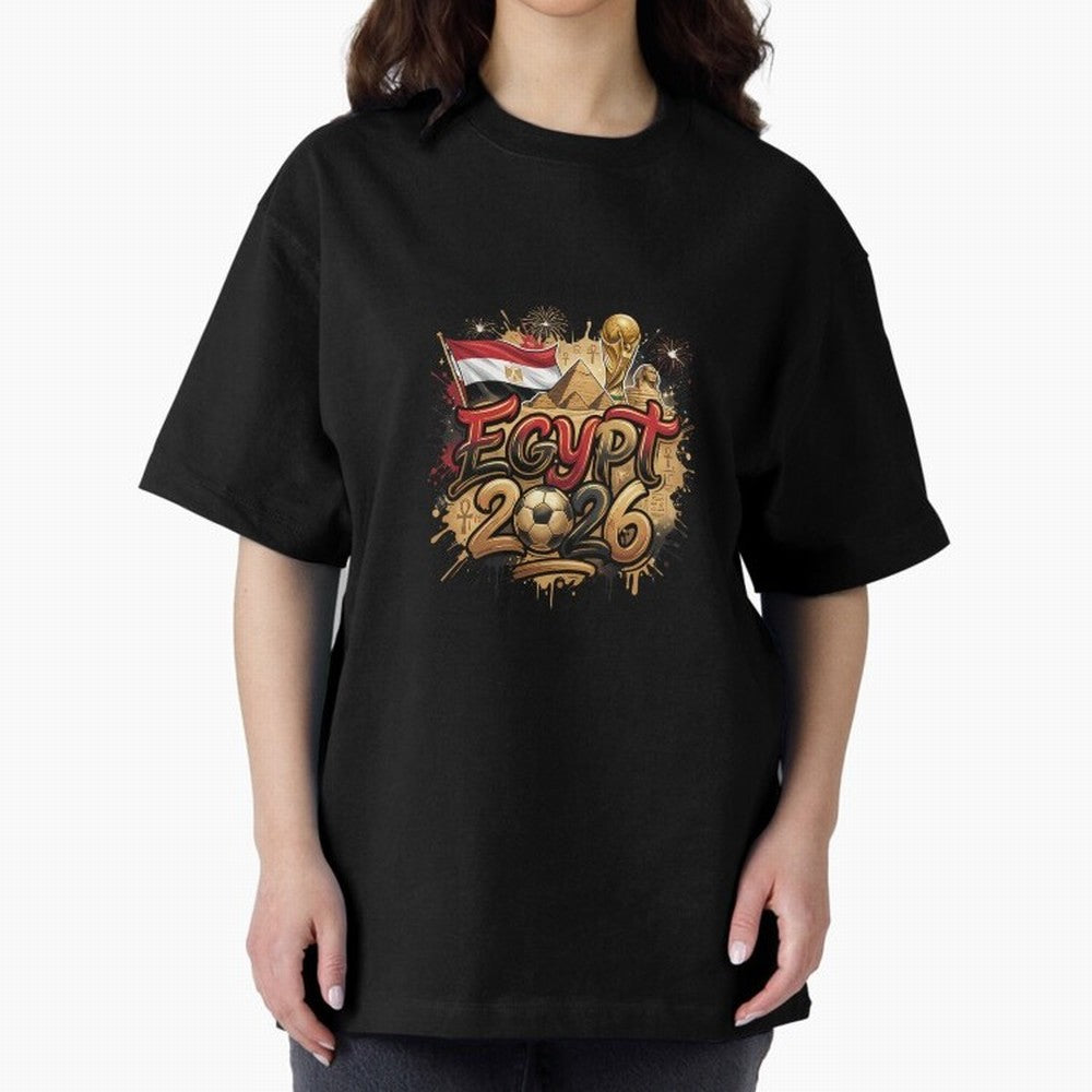 Egypt World Cup 2026 Football Legacy Oversized T-Shirt Celebrate the Road through Match Day Hype around FIFA World Cup 2026, Haaland and Mbappe, Brazil, Vintage Soccer Flavor, Modern Football Stars, National Flags and Final Night Emotion; Perfect