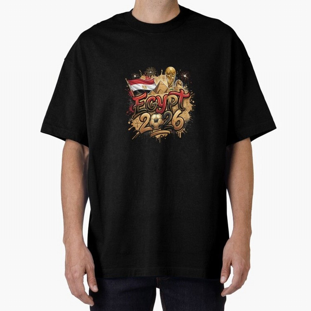 Egypt World Cup 2026 Football Legacy Oversized T-Shirt Celebrate the Road through Match Day Hype around FIFA World Cup 2026, Haaland and Mbappe, Brazil, Vintage Soccer Flavor, Modern Football Stars, National Flags and Final Night Emotion; Perfect