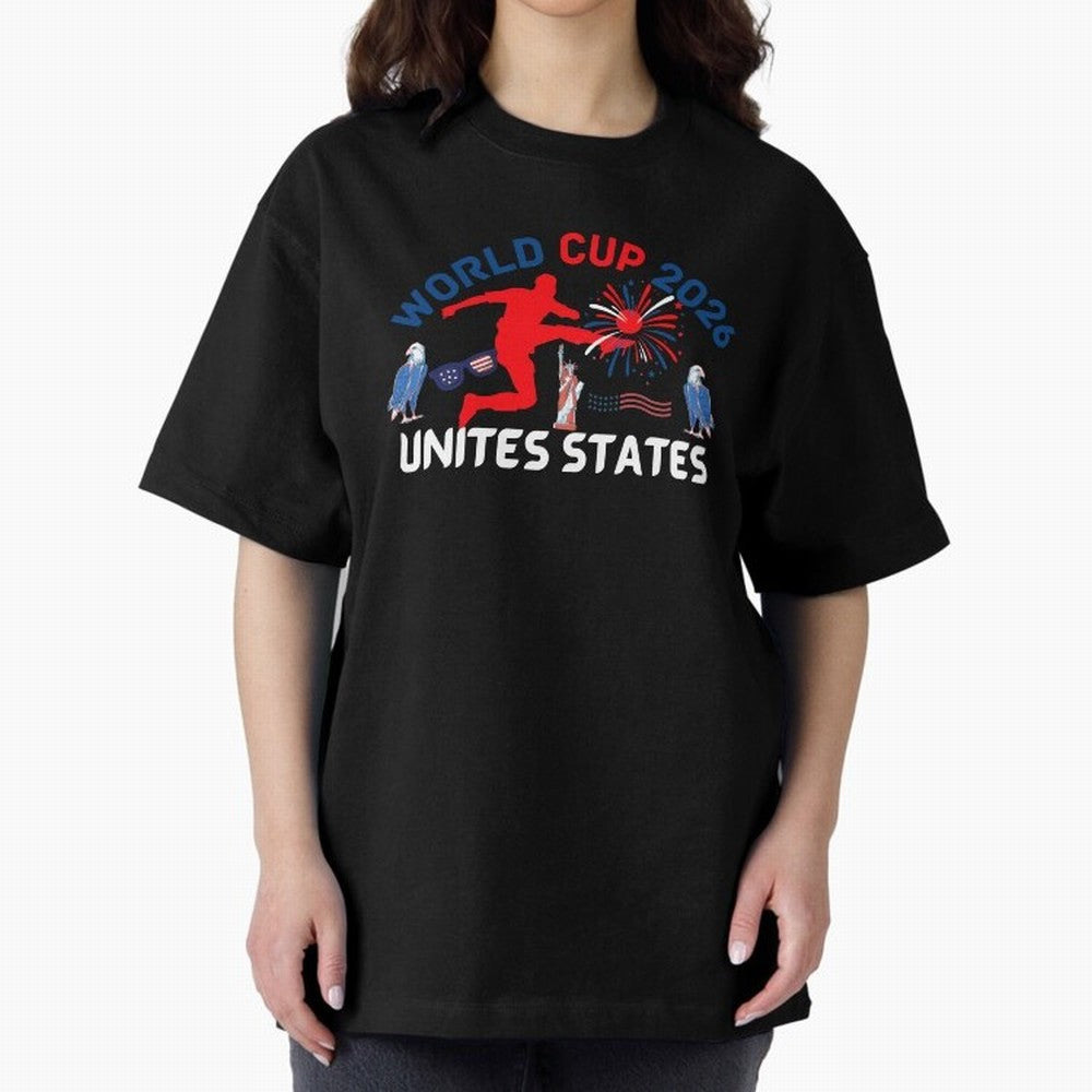 World cup 2026 unisex T-shirt World cup soccer North America 2026 Soccer World cup 26 USA Oversized T-Shirt Show Passion for the Stars of FIFA World Cup 2026 USA Canada Mexico for Fans of CR7 and Messi and England, Bringing Football Passion,