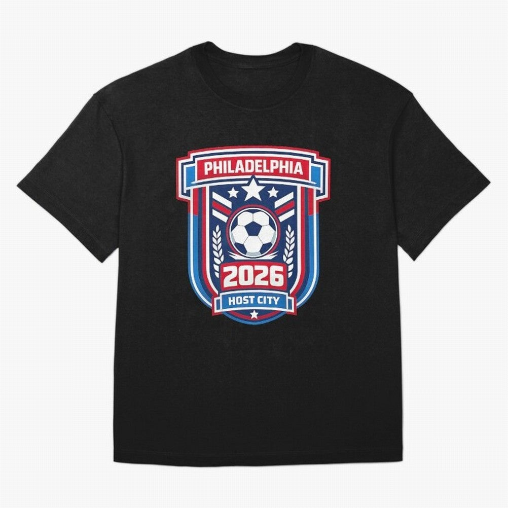 Philadelphia 2026 Soccer Host City Welcoming the World Cup Oversized T-Shirt Stand with Global Football Passion for FIFA World Cup 2026, Featuring Haaland, Spain and Netherlands, Sports Nostalgia, International Competition, Famous Players and