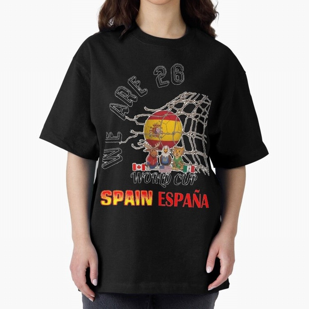 World cup 26 - Spain Oversized T-Shirt Join the Global Buzz around the FIFA World Cup 2026 Group Stage Journey through Neymar, Haaland and Cristiano Ronaldo Highlights, Portugal Pride, Stadium Chants, National Pride, Trophy Dreams and Unforgettable