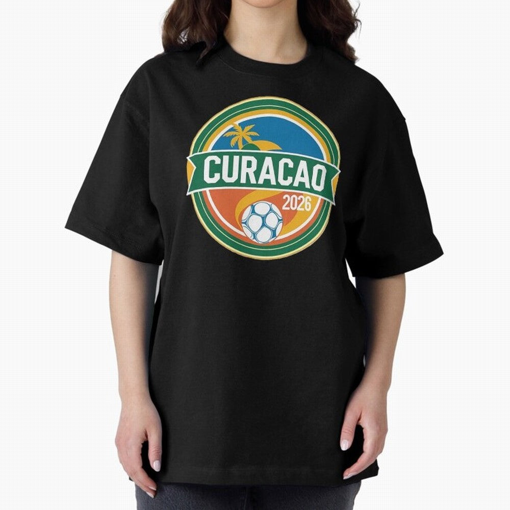 Curacao WC 2026 Oversized T-Shirt Stand Out with Spirit from FIFA World Cup 2026 USA Canada Mexico for Fans of CR7 and England and Germany, Bringing Football Passion, Legendary Performances, Festival Vibes and Supporter Community; Great for