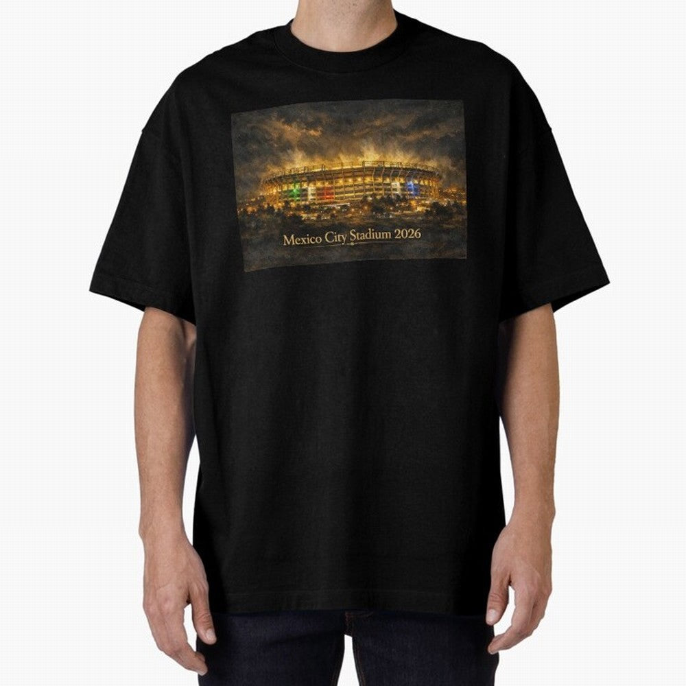 Mexico City Stadium at Night Oversized T-Shirt Carry the Dream of FIFA World Cup 2026 Group Stage Built around Cristiano Ronaldo, Haaland and CR7, Argentina Energy, Fan Favorite Moments, National Team Passion, Big Match Drama and Soccer History;