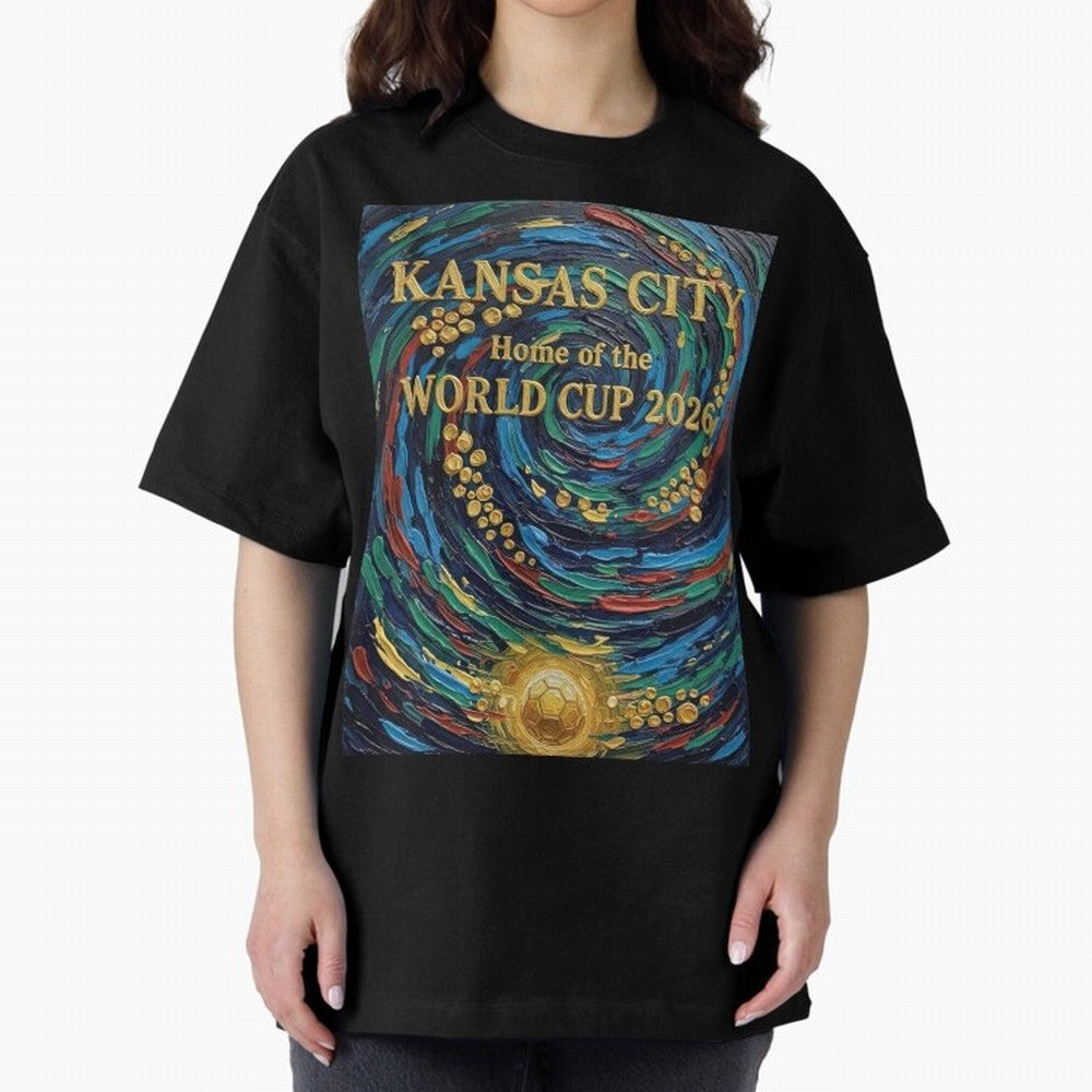 Kansas City Home of the World Cup 2026 Soccer Fan ¡ª Moody Jewel Art Print Oversized T-Shirt Celebrate Supporters United by the FIFA World Cup 2026 Group Stage Journey through Haaland and Mbappe Highlights, Spain Pride, Soccer Culture, Superstar