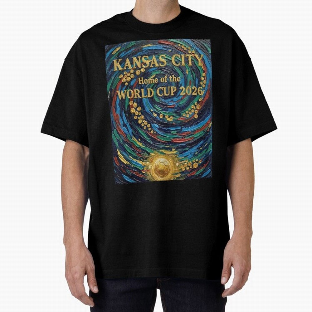Kansas City Home of the World Cup 2026 Soccer Fan ¡ª Moody Jewel Art Print Oversized T-Shirt Celebrate Supporters United by the FIFA World Cup 2026 Group Stage Journey through Haaland and Mbappe Highlights, Spain Pride, Soccer Culture, Superstar