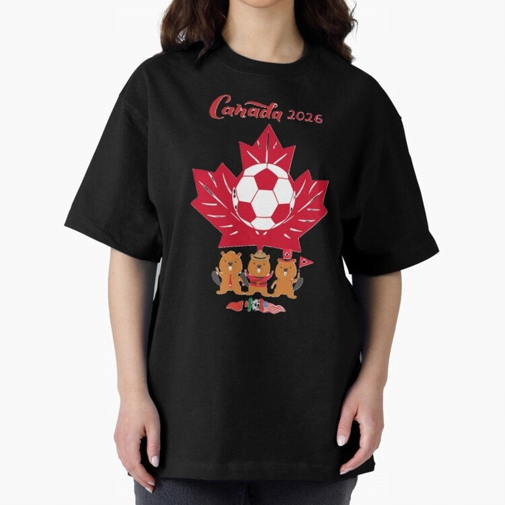 Canada 2026 Oversized T-Shirt Bring Supporter Culture to Match Day Hype around FIFA World Cup 2026, CR7 and Messi, Germany, Worldwide Fan Energy, Dramatic Goals, Stadium Lights and Championship Celebrations; Ideal for Passionate Fans Who Love