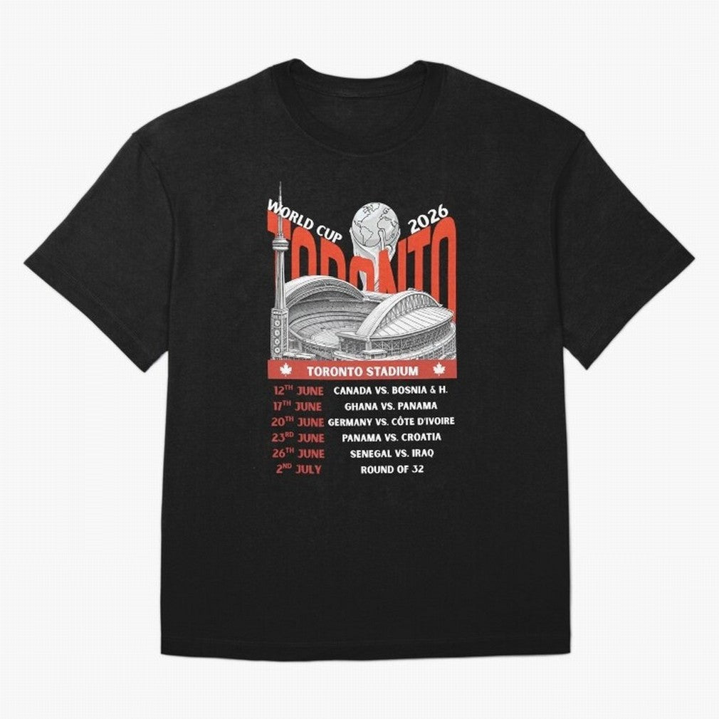 World Cup 2026 Toronto Stadium Match Schedule Soccer Fan Art Oversized T-Shirt Show Support during FIFA World Cup 2026 Group Stage with Messi, France and Portugal Energy, Classic Soccer Heritage, Championship Pressure, Fan Loyalty and International