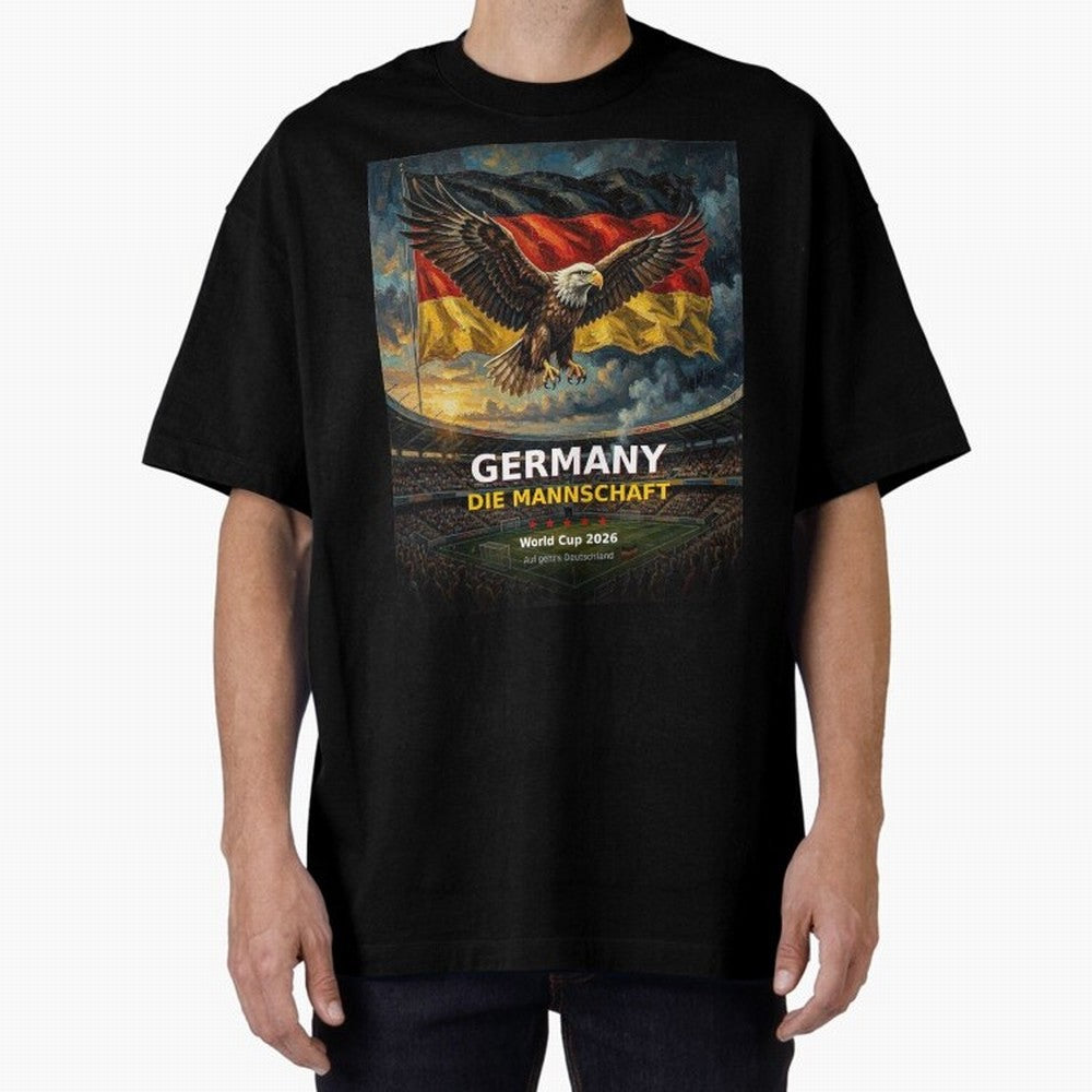Germany Die Mannschaft - World Cup 2026 Soccer Fan Tee Oversized T-Shirt Turn Up for Match Day Hype around FIFA World Cup 2026 USA Canada Mexico, CR7, England, France and Netherlands, Game Day Rituals, Football Legends, Country Pride and the Road