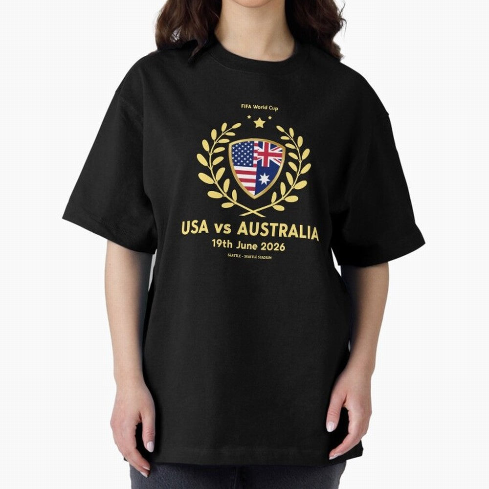 FIFA World Cup - USA v Australia Oversized T-Shirt Show Love for Legendary Goals in FIFA World Cup 2026 USA Canada Mexico Spirit, with Argentina, Messi, Stadium Chants, National Pride, Trophy Dreams and Unforgettable Football Memories; Perfect for