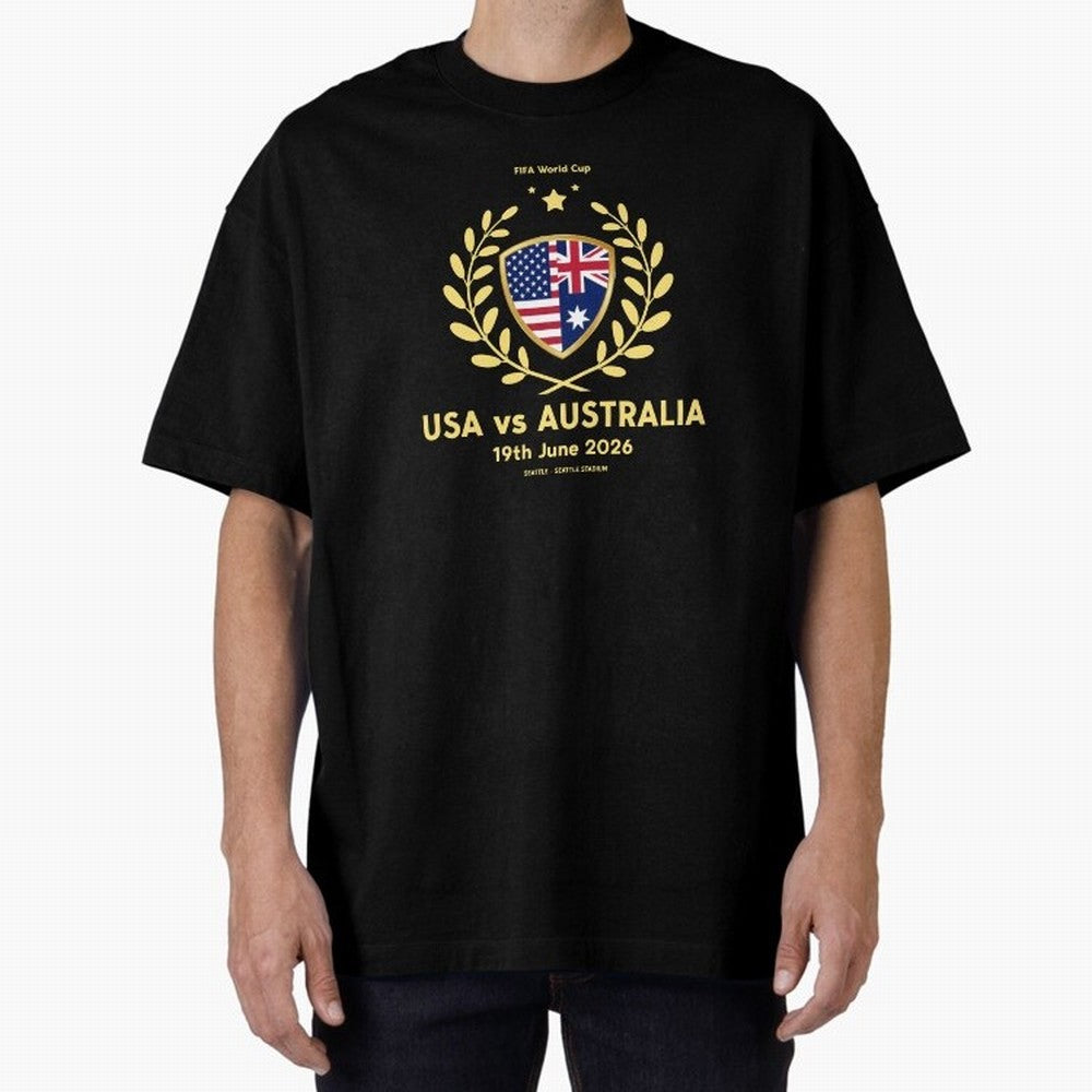 FIFA World Cup - USA v Australia Oversized T-Shirt Show Love for Legendary Goals in FIFA World Cup 2026 USA Canada Mexico Spirit, with Argentina, Messi, Stadium Chants, National Pride, Trophy Dreams and Unforgettable Football Memories; Perfect for