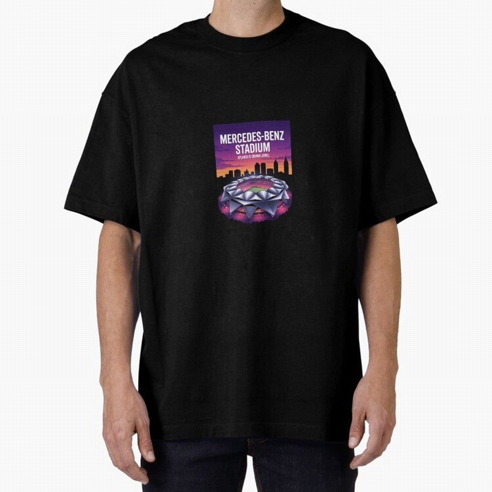 Atlanta Stadium Oversized T-Shirt Capture Global Football Passion for FIFA World Cup 2026 Group Stage, Capturing Neymar, Spain, Champion Mindset, Group Stage Buzz, Knockout Tension and Passionate Fan Culture; Ideal for Fans Who Follow Messi,