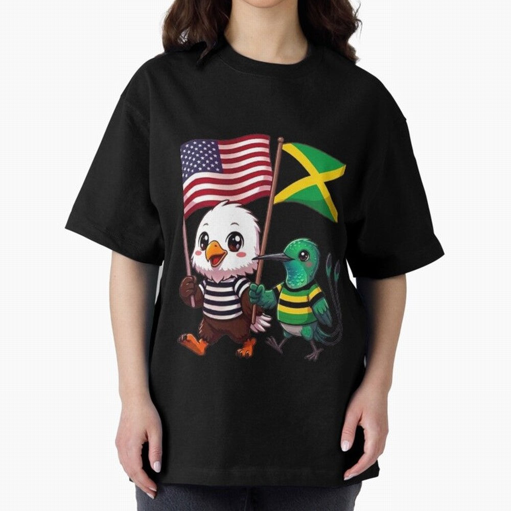 The American eagle and its friend, the Jamaican hummingbird Oversized T-Shirt Bring Bold Fan Energy to FIFA World Cup 2026 for Fans of Mbappe and Neymar and Portugal, Bringing Game Day Rituals, Football Legends, Country Pride and the Road to the