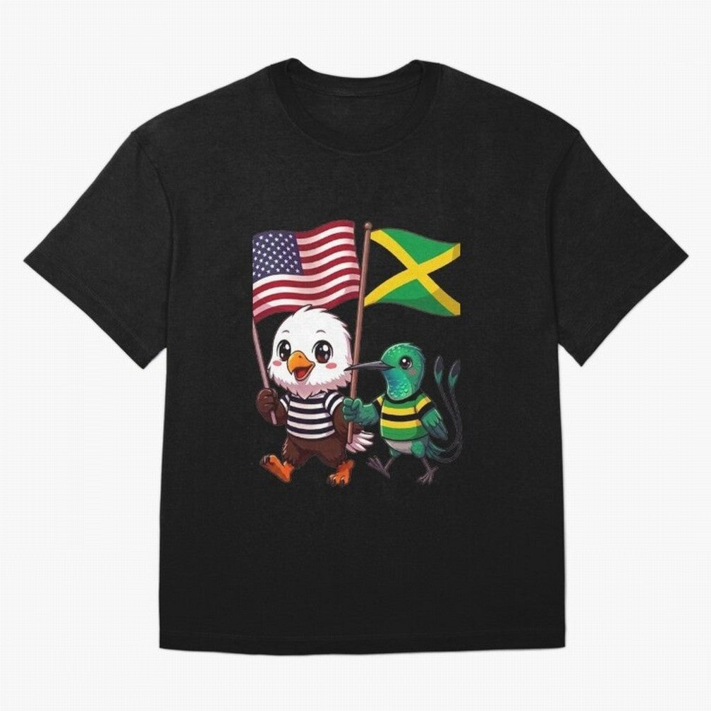 The American eagle and its friend, the Jamaican hummingbird Oversized T-Shirt Bring Bold Fan Energy to FIFA World Cup 2026 for Fans of Mbappe and Neymar and Portugal, Bringing Game Day Rituals, Football Legends, Country Pride and the Road to the