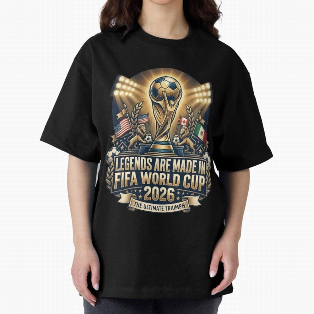 Legendary FIFA World Cup 2026 Football Quote Design For Passionate Soccer Fans Oversized T-Shirt Support the Legends of FIFA World Cup 2026 with Cristiano Ronaldo, England Energy, Classic Soccer Heritage, Championship Pressure, Fan Loyalty and