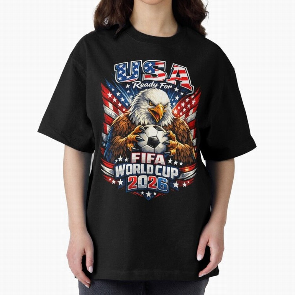 Soccer Pride Design For American Football Fans USA FIFA World Cup 2026 Oversized T-Shirt Bring Global Tournament Vibes to Global Football Passion for FIFA World Cup 2026, Inspired by Messi and Cristiano Ronaldo, Argentina, France and Brazil,