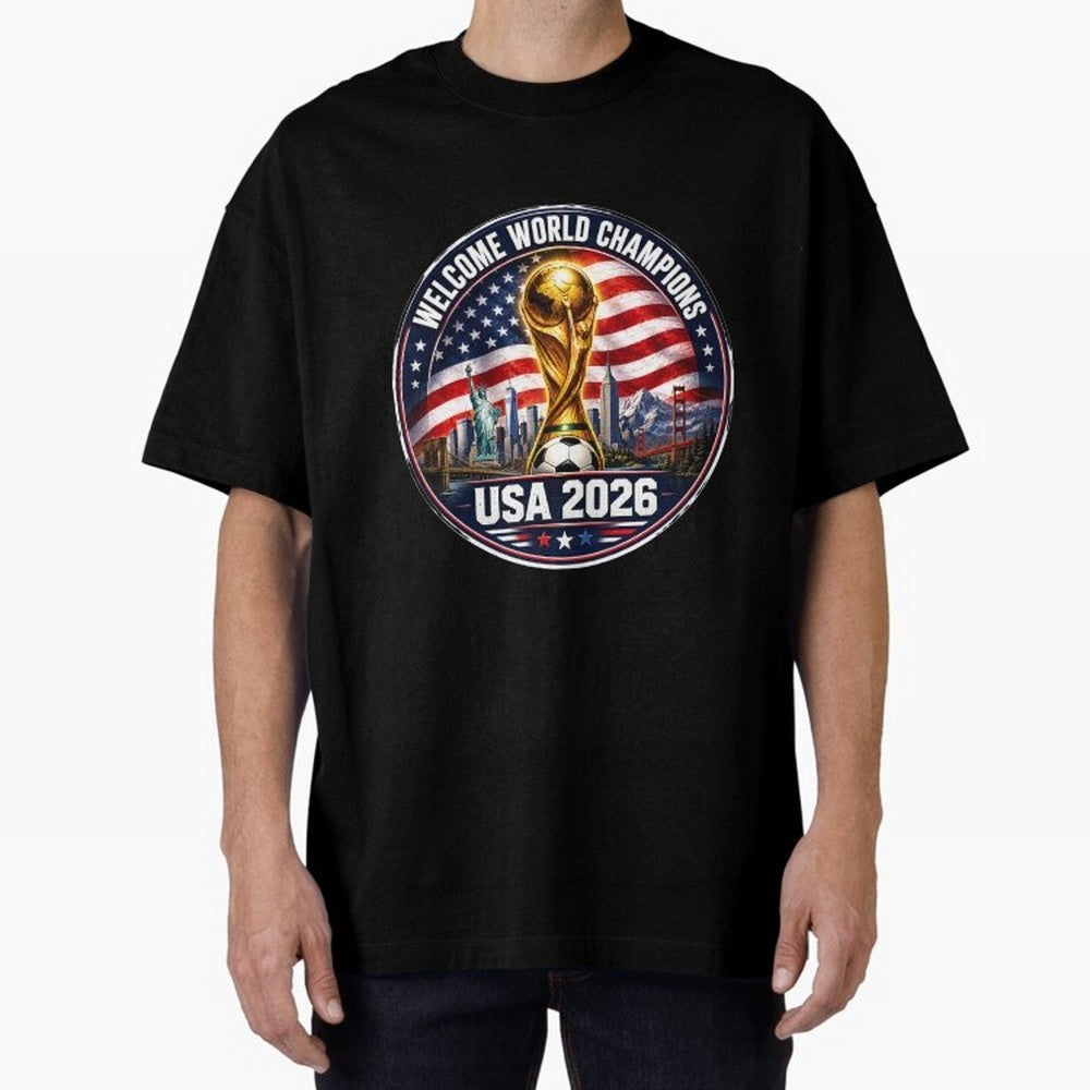 World Cup 2026 Celebration T-Shirt | USA Canada Mexico Soccer Fan Tee Oversized T-Shirt Discover FIFA World Cup 2026 Group Stage with Messi, Argentina and Brazil Energy, Sports Nostalgia, International Competition, Famous Players and Unforgettable