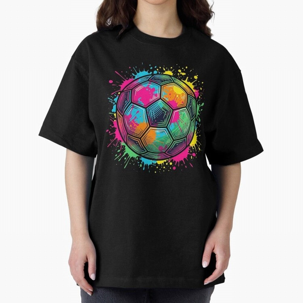 Color Splash Artistic Soccer Ball Design Oversized T-Shirt Feel the Heartbeat of Match Day Hype around FIFA World Cup 2026, Haaland, Netherlands, Football History, Final Match Energy, Crowd Noise and Once in a Lifetime Moments; Created for Match